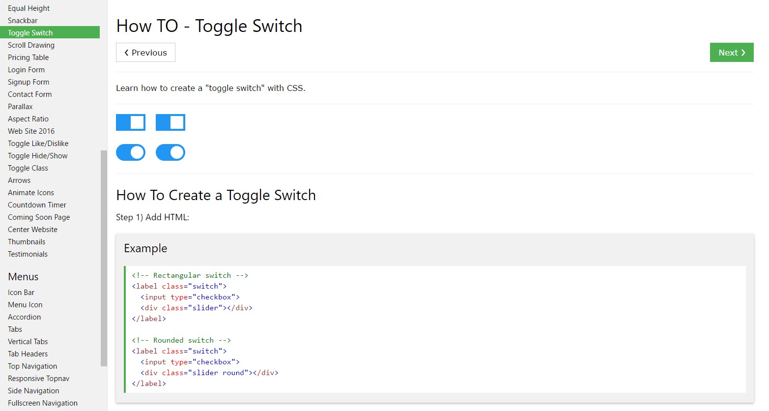 How to  produce Toggle Switch