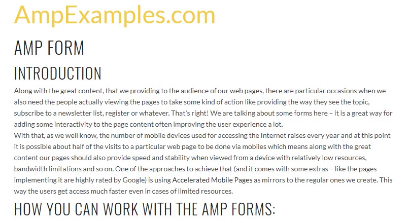  Let us examine AMP project and AMP-form  component?